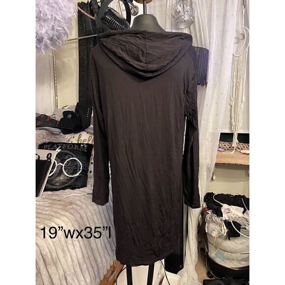 MK michael kors black circle logo hoodie shirt dress midi M - Picture 3 of 5